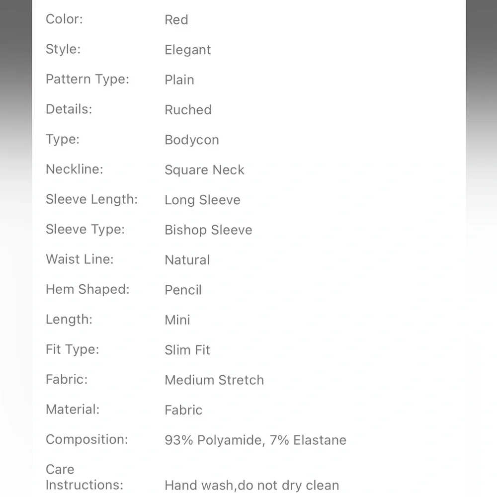 Shein Red Square Neck Lantern Sleeve Ruched Bodycon Dress - Picture 4 of 6